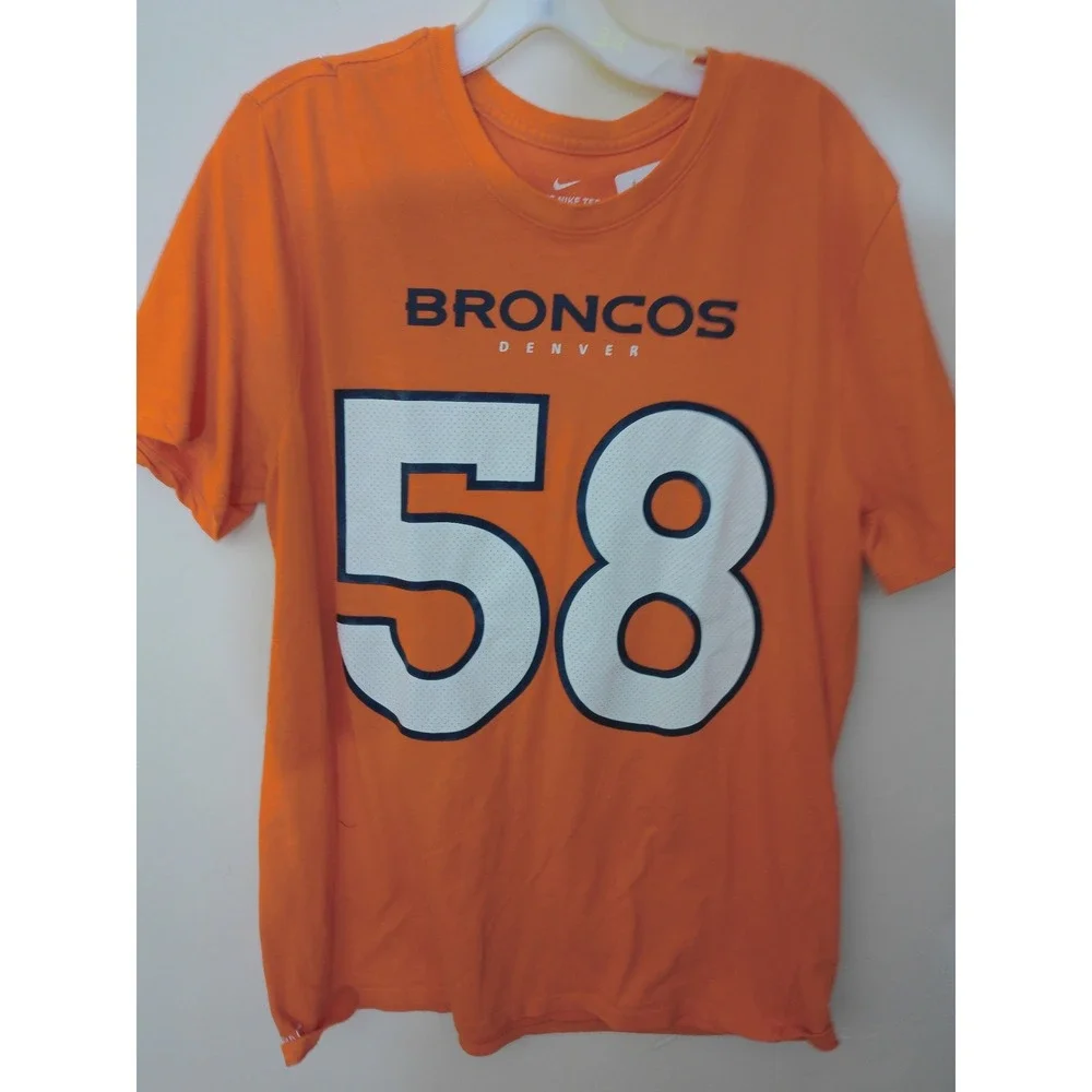 Nike Denver Broncos T-Shirt Mens XL Orange Von Miller 58 Dri-FIT Athletic NFL